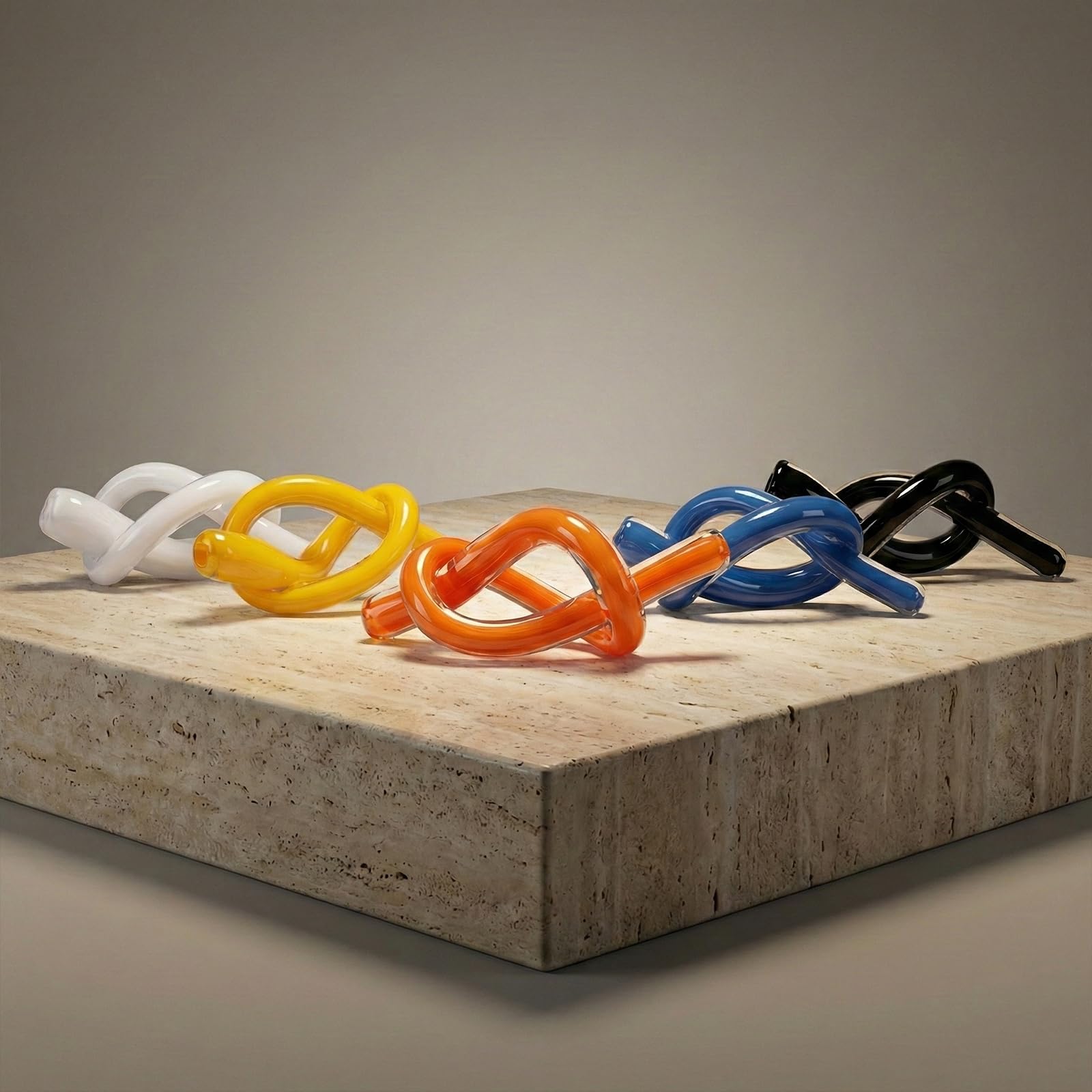 LCCCK Scultura astratta arancione con nodo in vetro soffiato a mano, decorazione per tavolino da caffè, mobile TV, mensola o accento del caminetto, arte moderna con nodo per soggiorno costiero da