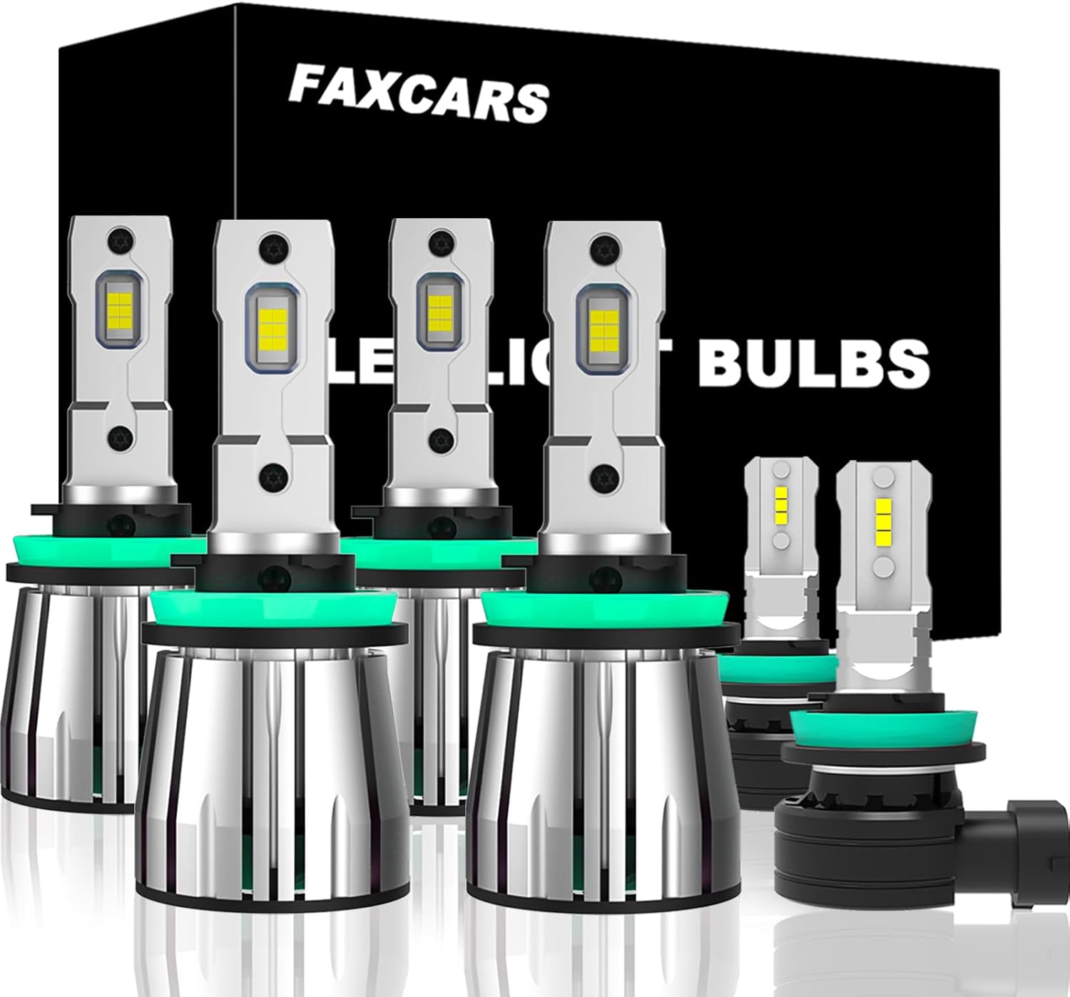 H11 H9 H8 Bulbs Combo for Toyota Tacoma Rogue Sentra Pathfinder Impala H16 Fog Lights 6000K Cool White High Brightness, 6-Pack