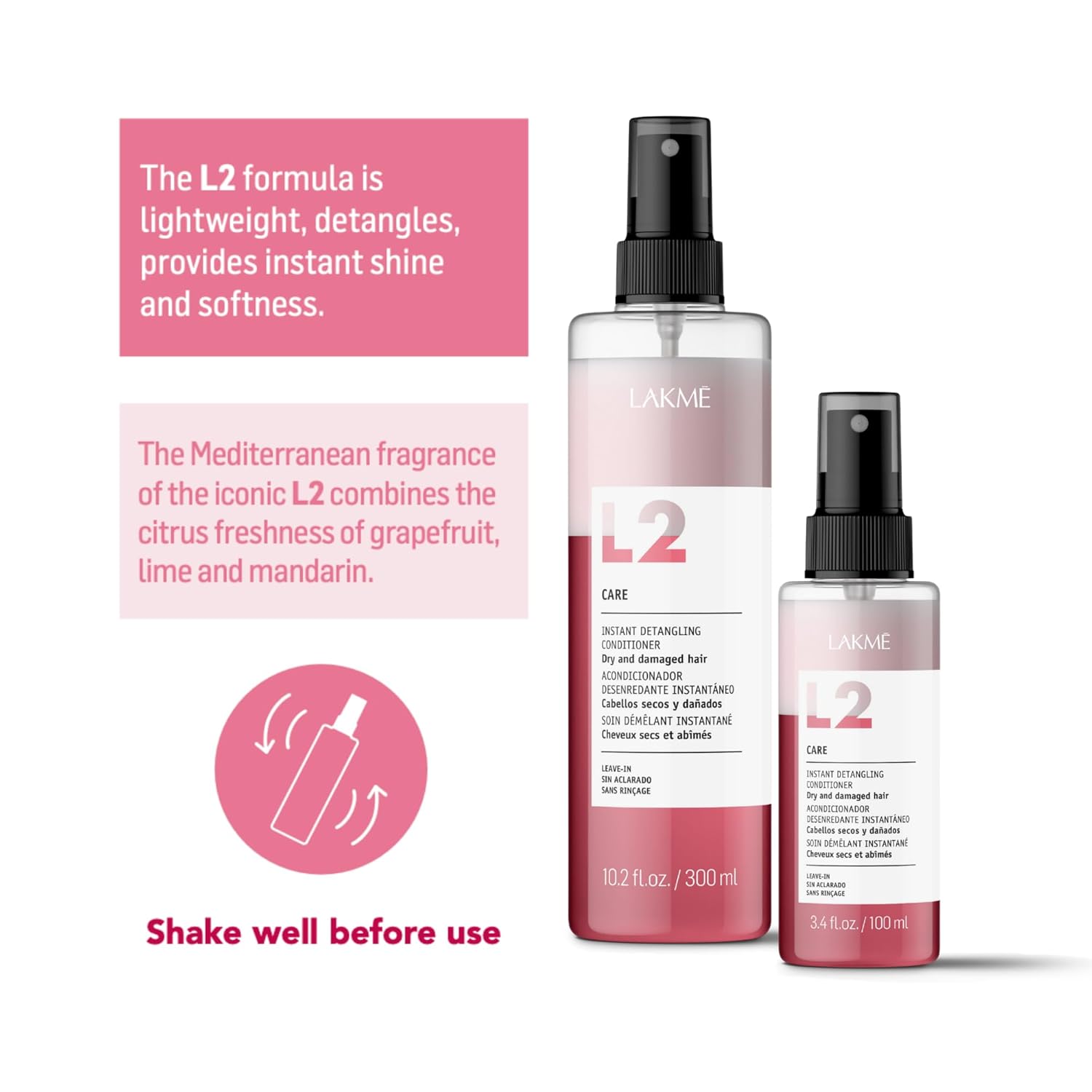 Lakmé L2 Care Bi Phase Conditioner, Detangling Spray for Hair, Leave In Conditioner Spray For Dry and Damaged Hair - Image 6