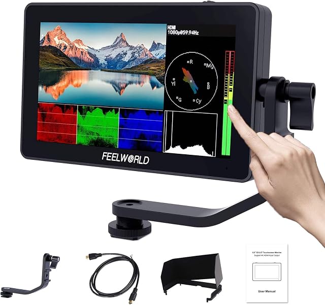 Feelworld F6 Plus V2 5,5 cala Aparat Monitor Pole DSLR Monitor dotykowy Ekran HDR 3D Lut Kształt fali Mały Full HD 1920x1080 IPS Video Peaking Focus Assist z 4K HDMI Typu C 8.4V