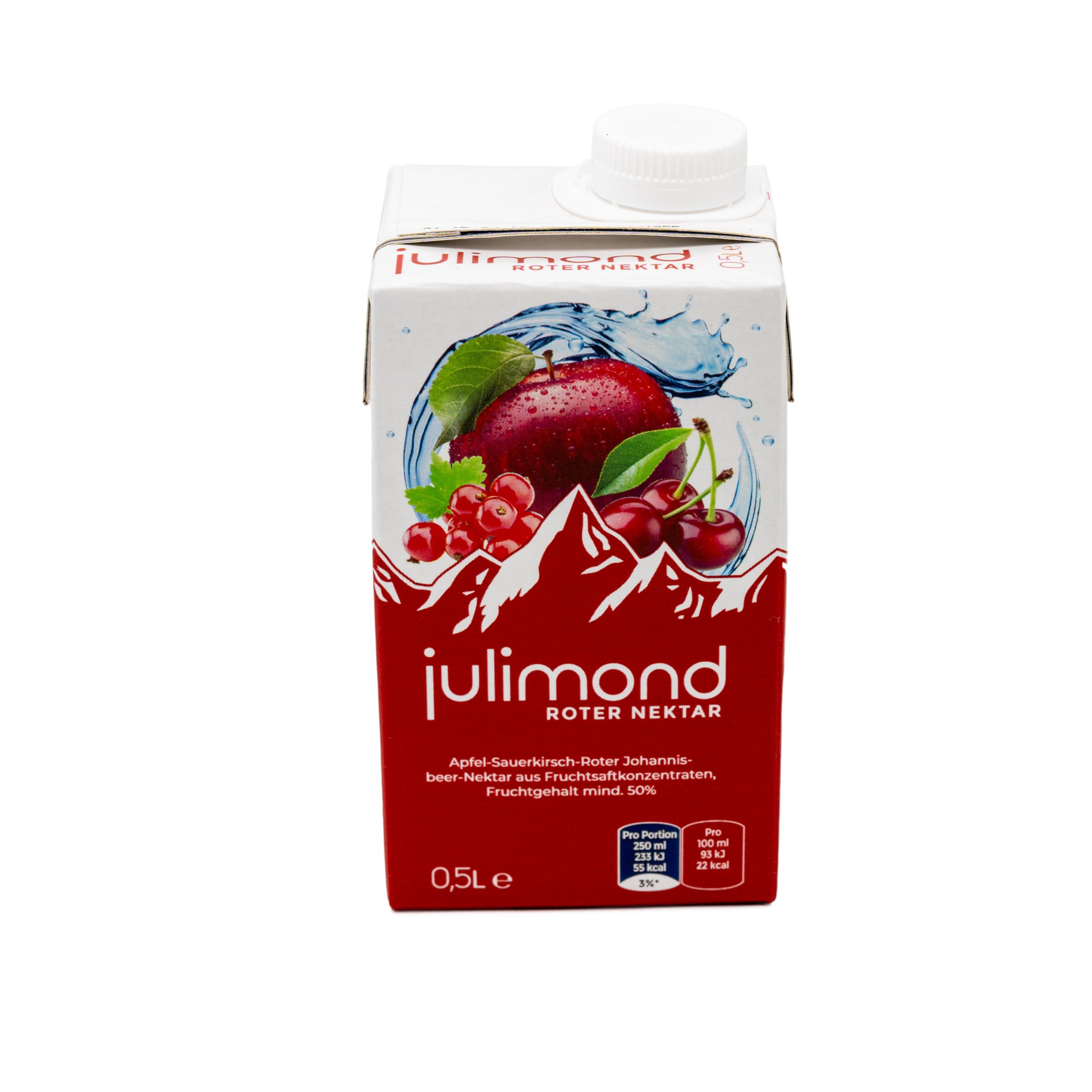 julimond Roter Nektar 0,5l SIG Getränkekarton, Apfel-Sauerkirsch-Roter Johannisbeer-Nektar aus Fruchtsaftkonzentraten, Fruchtsaftgehalt mind. 50% (36er Pack)