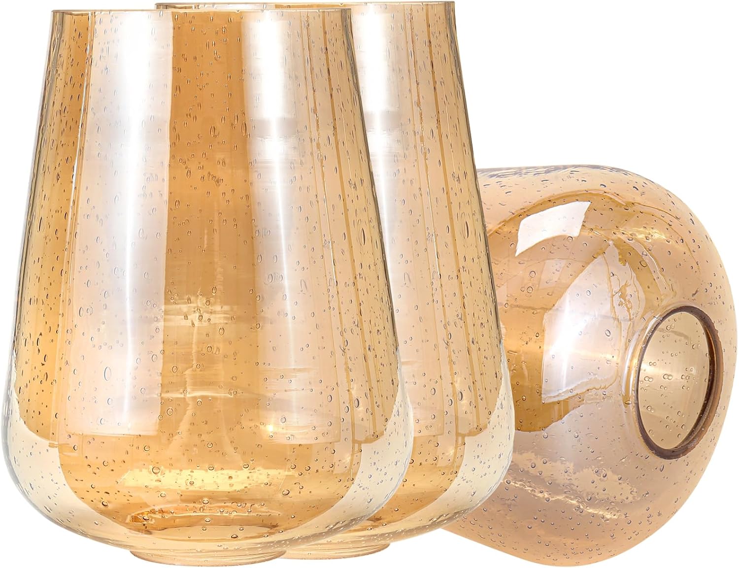 Wine Glass Lamp Shade for Light Fixture, 6.3" Height, 1-5/8 Inch Fitter, 3 Pack Clear Seeded Bubble Effect Glass Shade Replacement Globe