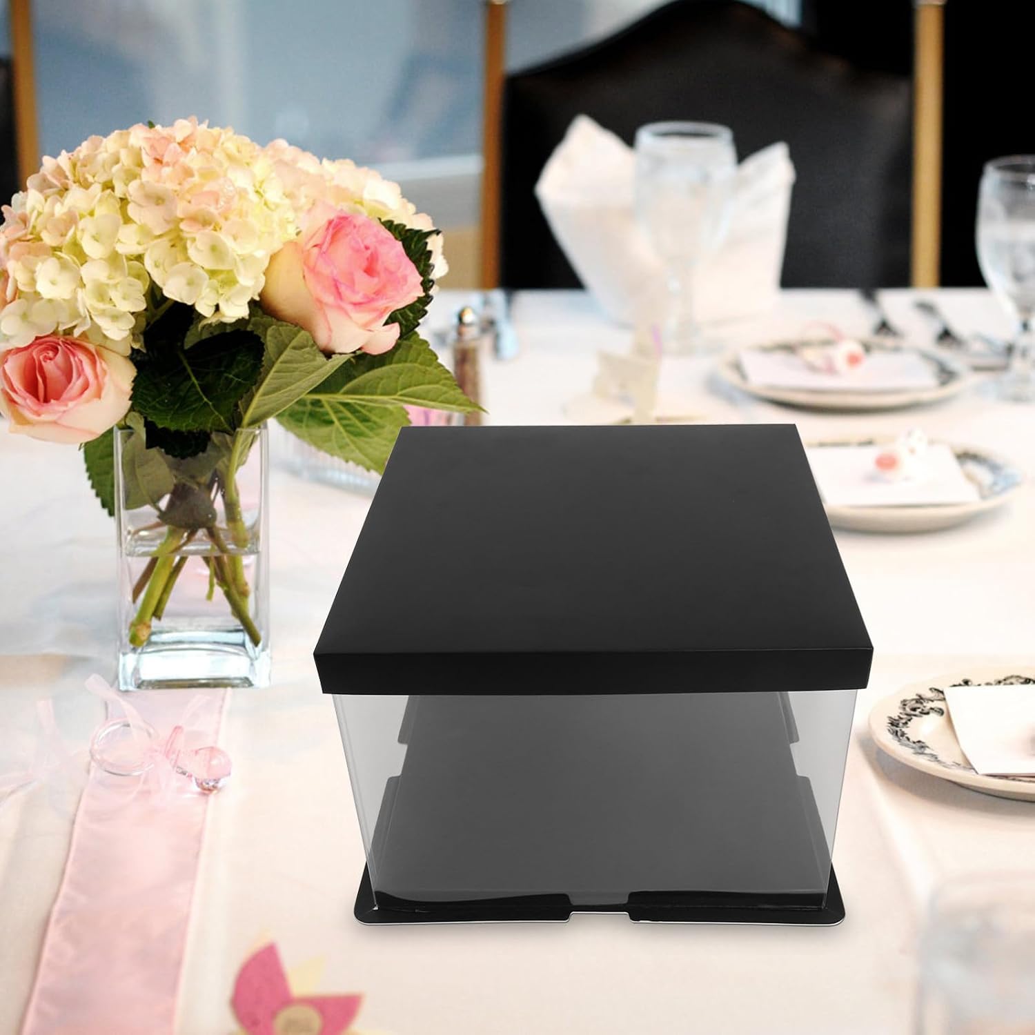 Black Pet Display Case with Sleek Design, Sturdy and Protective Small Packaging Box for Cake or Craft Display, for Tabletop Use and Food Presentation