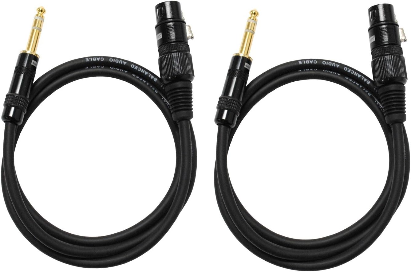 Audio2000's C06006P2 6Ft 1/4" TRS to XLR Female Cable (2 Pack)