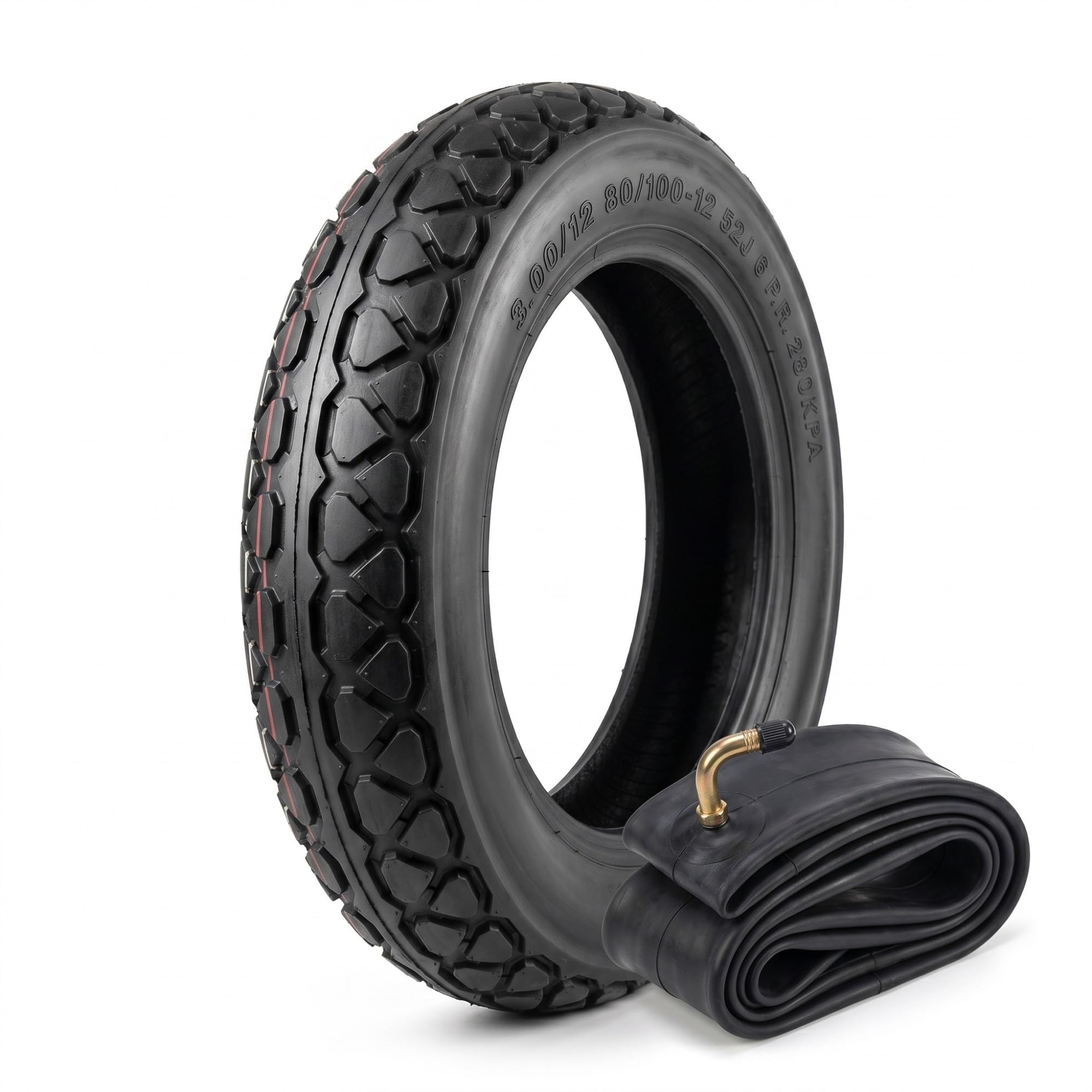3.00-12 Pneumatico e Camera d'Aria Set di Ricambio, Copertone Stradale Rinforzato 6PR Heavy Duty per Dirt Pit Bike