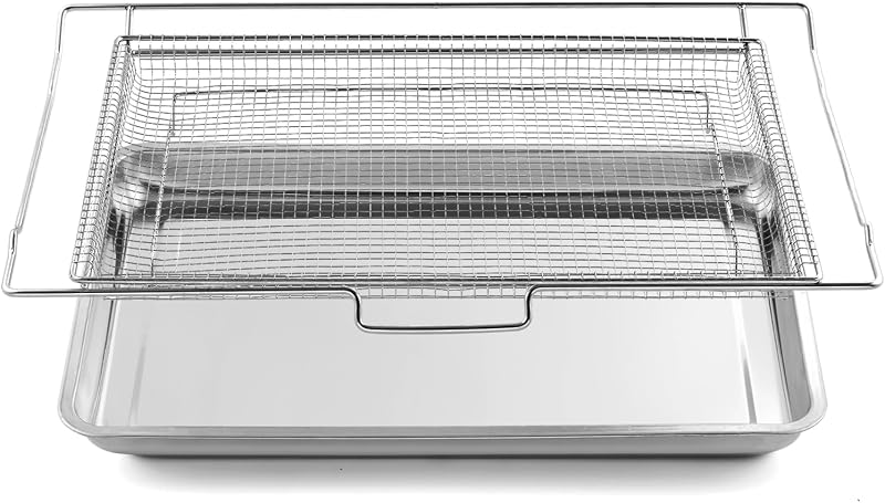 Allstare Air Fryer Tray Replacement Parts for Frigidaire Oven Parts 304 Stainless Steel Air Fryer Basket for Frigidaire AIRFRYTRAY Ready Cook Oven 24.1’’ x 16’’ Air Fryer Oven Rack 316496201 1 Set