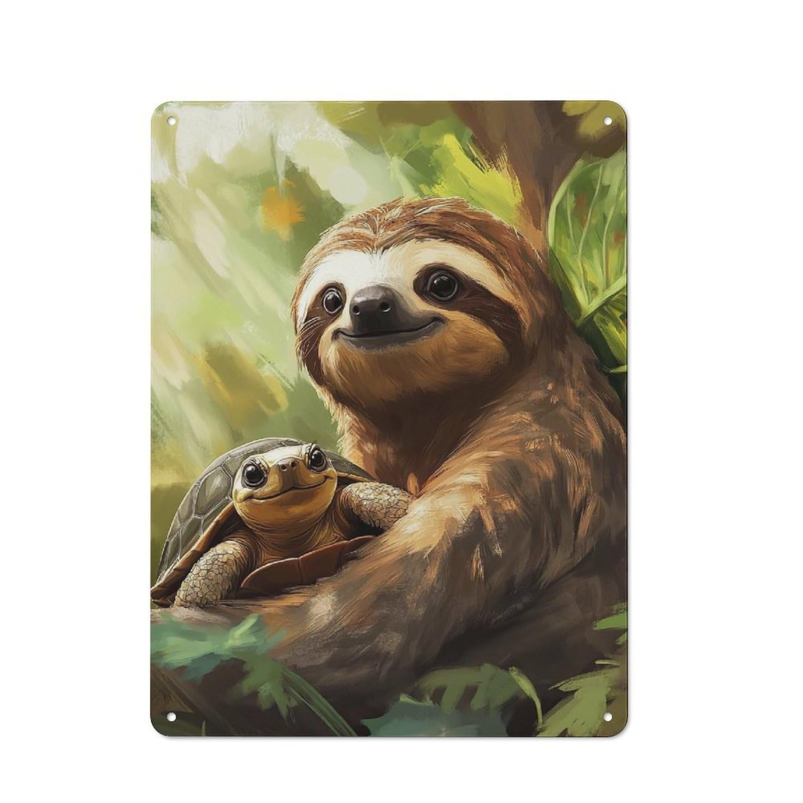 Junmoney Sloth And Turtle For Hobby Room Or Studio, Retro-Style Tin Sign 40X30cm, For Room Styling Across Hobby Rooms And Studios