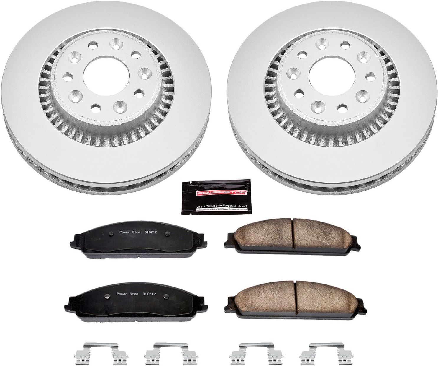 PowerStop Front Brake Kit for Ford Five Hundred 2005-07 |Freestyle 2005-07 |Taurus 2008-09 |Taurus X 2008-09 - Fully-Coated Disc Rotors with Z17 Ceramic Brake Pads Replacement, CRK4599