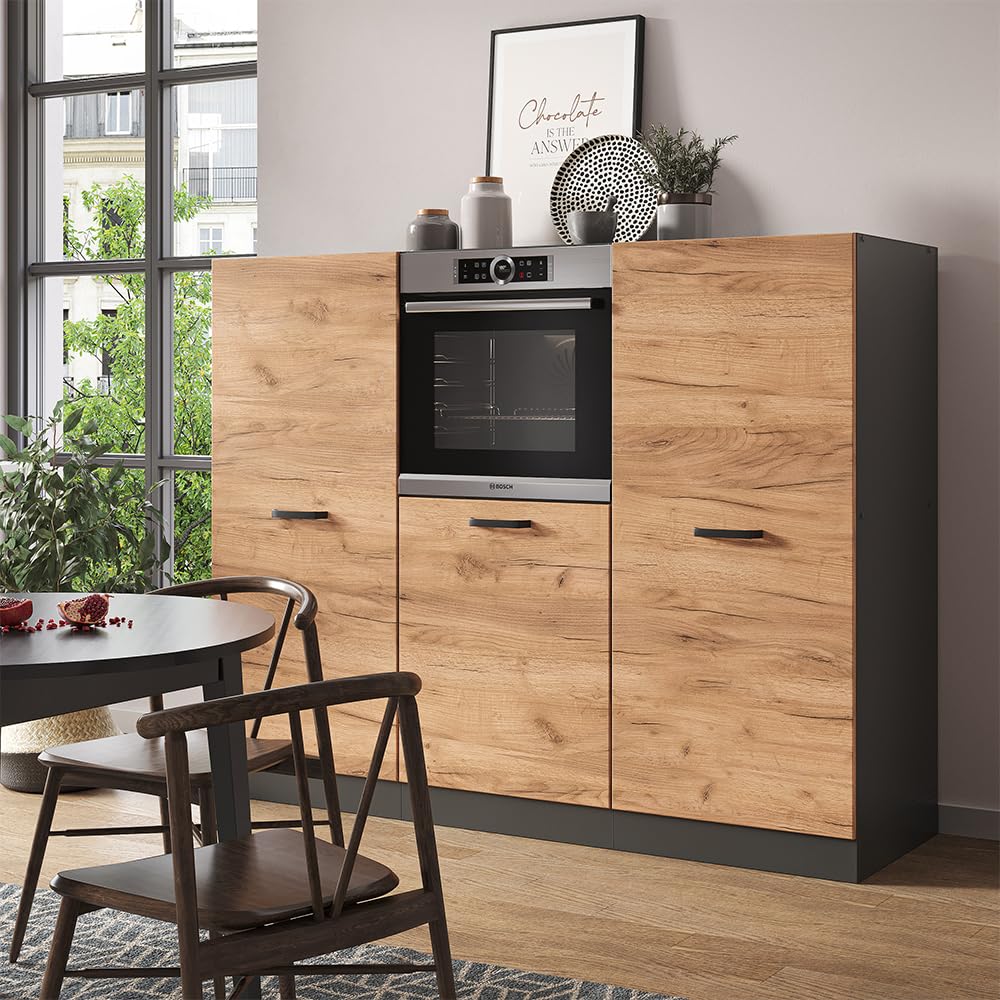 Vicco Küchenblock R-Line, Goldkraft Eiche/Anthrazit, 180 cm ohne Arbeitsplatte, zur individuellen Erweiterung und flexiblen Anordnung der Module