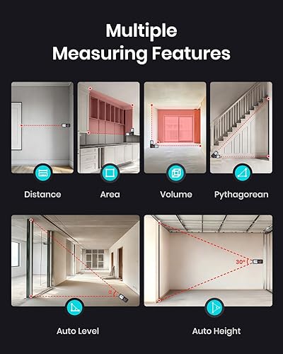 Miniatura 9 de MiLESEEY - Dispositivo de medición láser, 229 pies, cinta métrica láser digital con sensor de ángulo electrónico mejorado, precisión de  0.079 in,