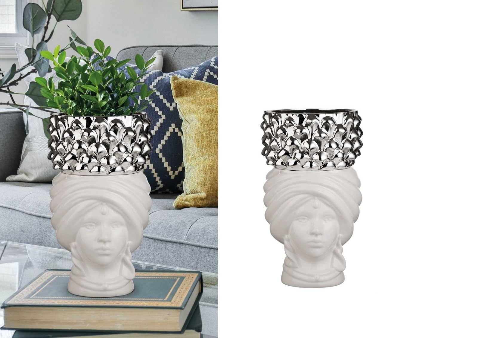 Vase tête de brune céramique pomme de pin porte-fleurs décoration maison moderne