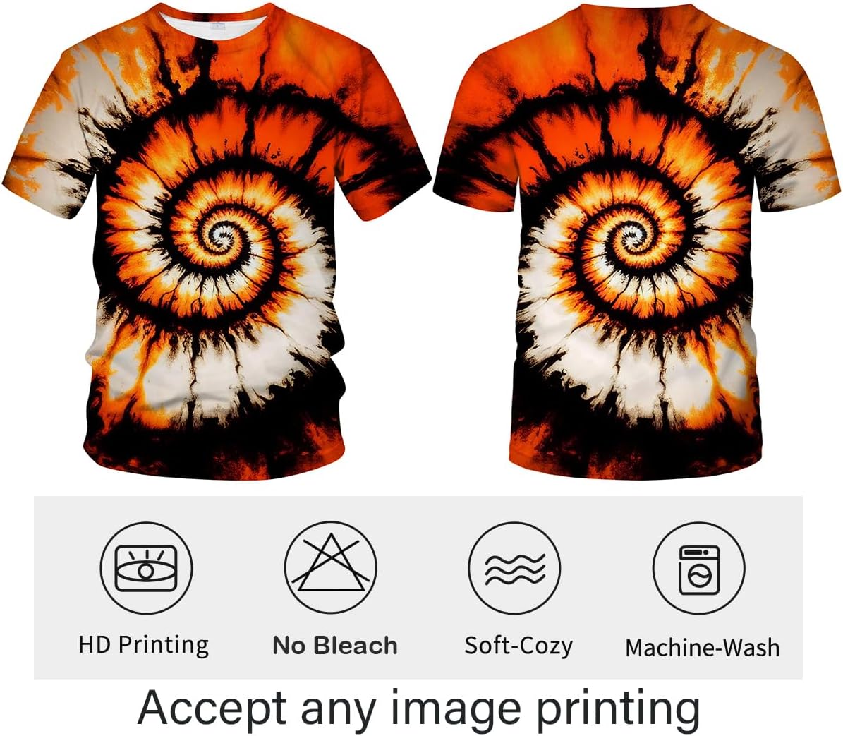 LAOLIUSN Funny Tie Dye T-Shirt Colorful Spiral Theme Tee Shirt image 4