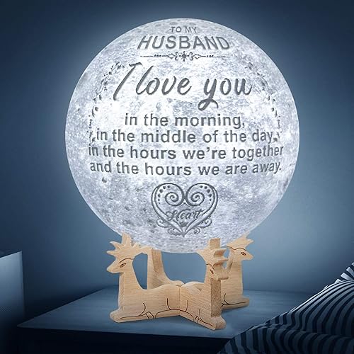 Lámpara con forma de luna 3D grabada para hija, impresión 3D personalizada de 5.9 pulgadas, regalo de luz de luna para hija, hijo, regalo de