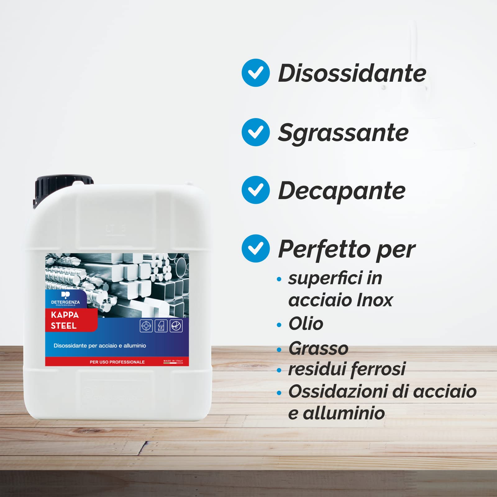 DISOSSIDANTE PER ACCIAIO E ALLUMINIO KAPPA STEEL CONCENTRATO - pz. 1 da 5 L