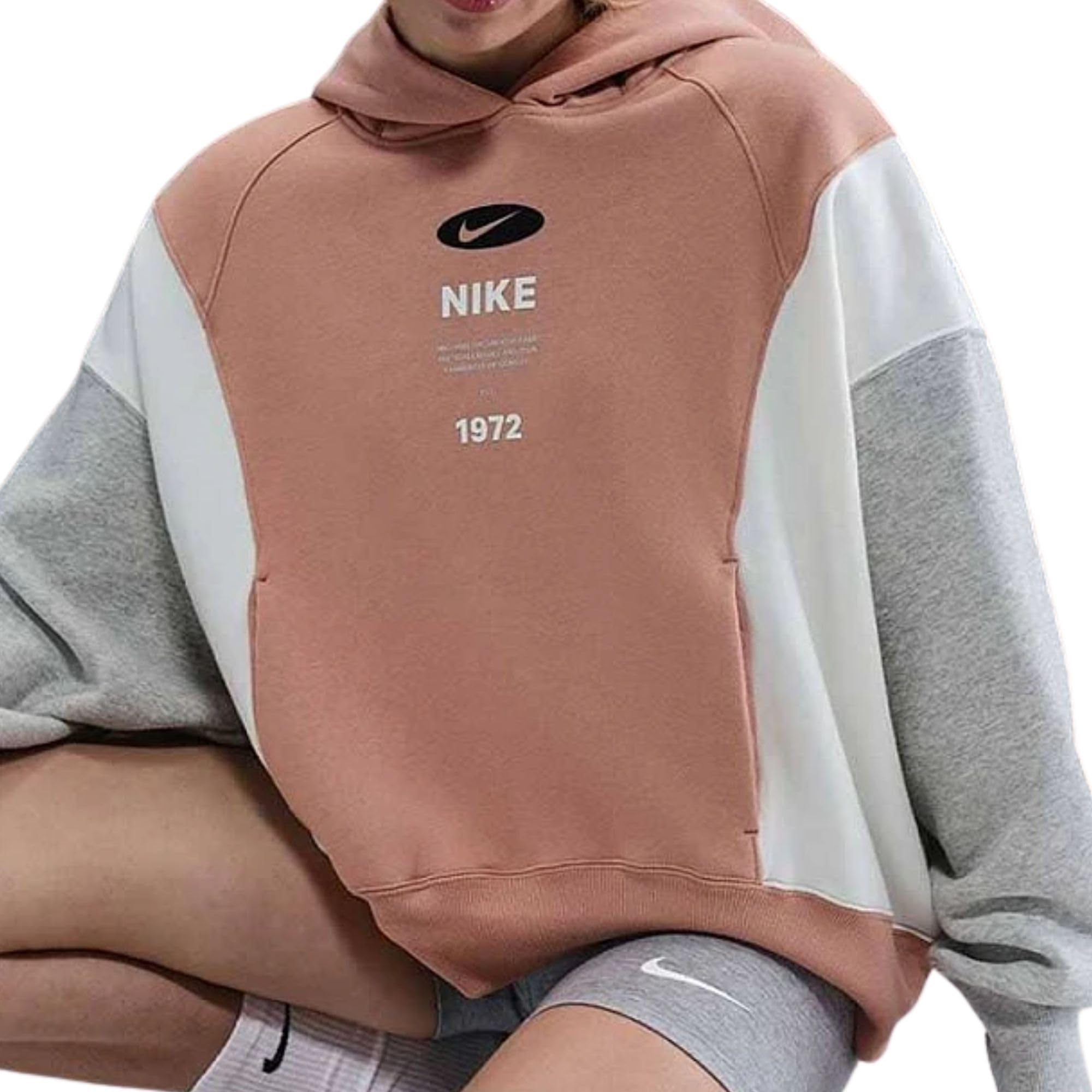 NIKE Phoenix Remix - Sudadera de mujer de gran tamaño con capucha, color rosa, código IH8516-688