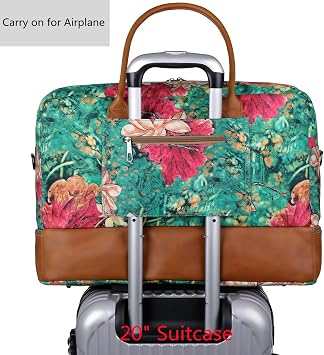 Pretty Colorful Travel Duffel Weekender Bag Overnight Bag Carry On with Shoe Compartment for Women HB-10 (BS)