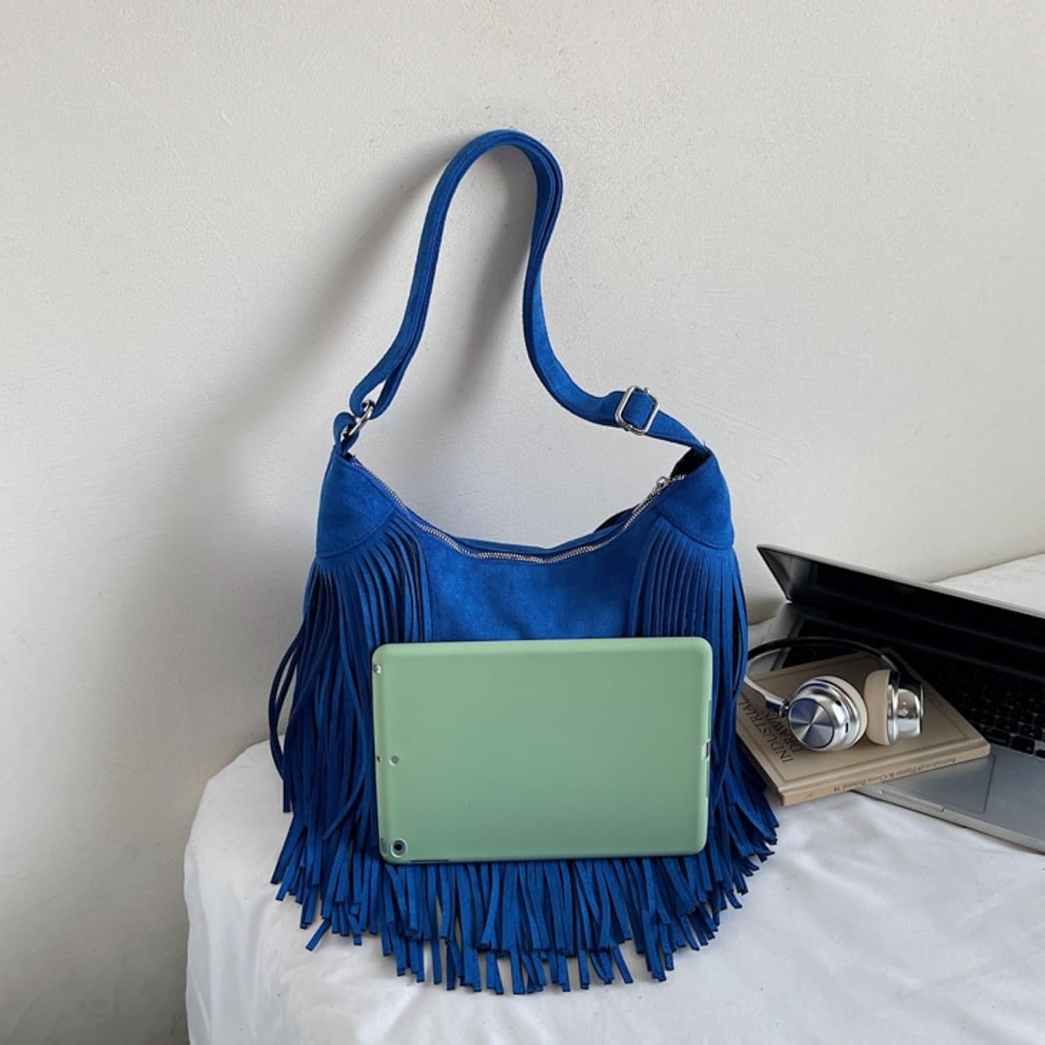 Women Vintage Suede Fringe Hobo Bag Tote Shoulder Bag Crossbody Bag and Hippie Western Cowgirl Purse Shoulder Bag - Image 6