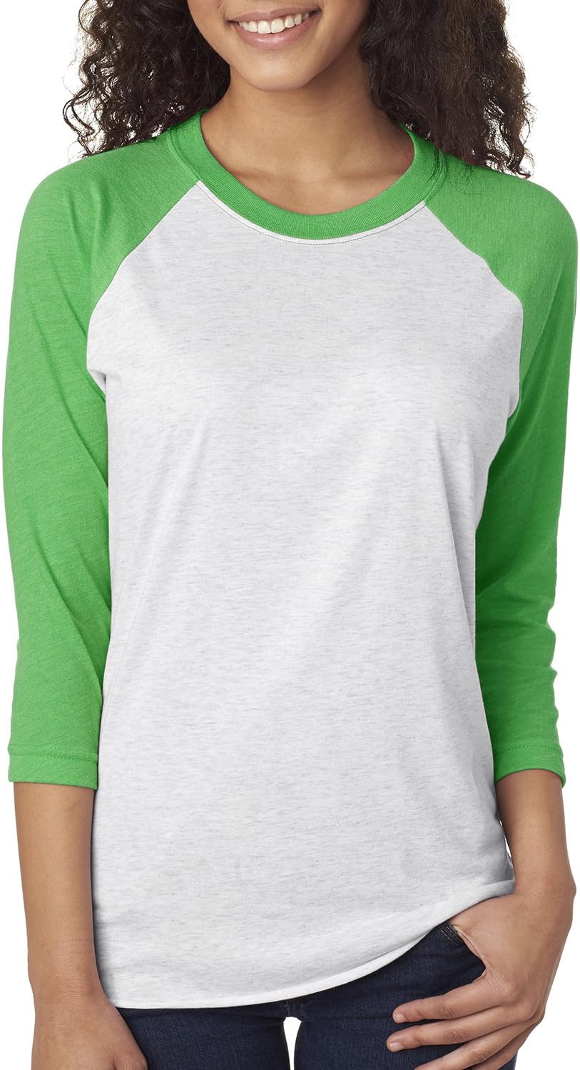 Next Level 6051 Women's Tri-Blend 3/4-Sleeve Extreme Softness Raglan Tee Shirt