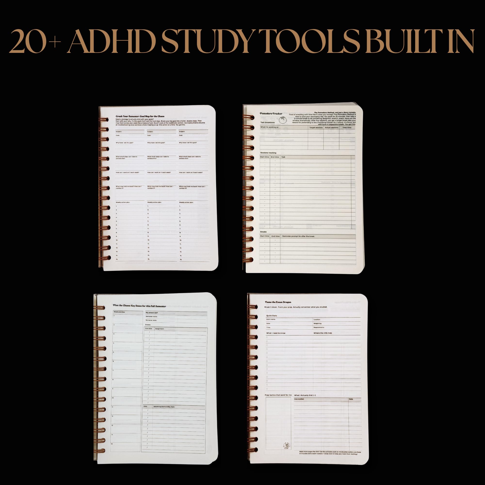 ADHD Student Planner e sistema di studio | Planner accademico non datato per adolescenti e studenti universitari | Funzione esecutiva, strumenti di studio, adesivi e supporto per la salute mentale