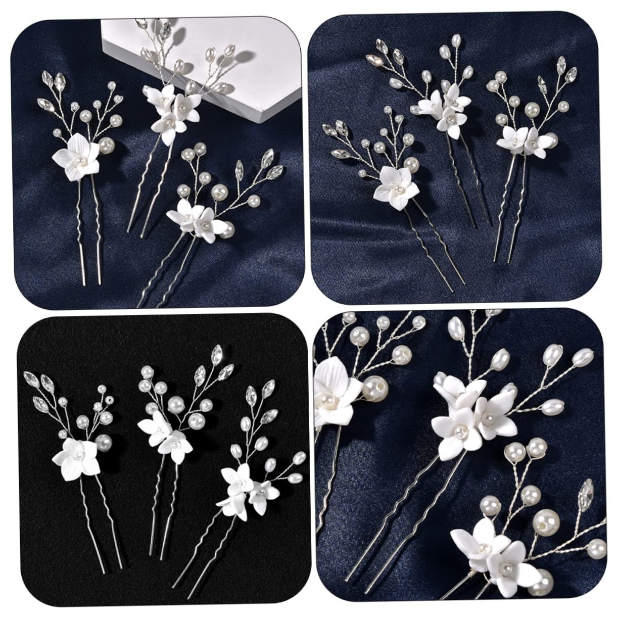 FRCOLOR 15stücke Braut Haarnadeln Mit Perlen Und Blumen Eleganter Hochzeits Haarschmuck Für Bräute Blumenmädchen Und Verlobungen U-förmige Haarspangen Für Stilvolle Hochzeitsfrisuren