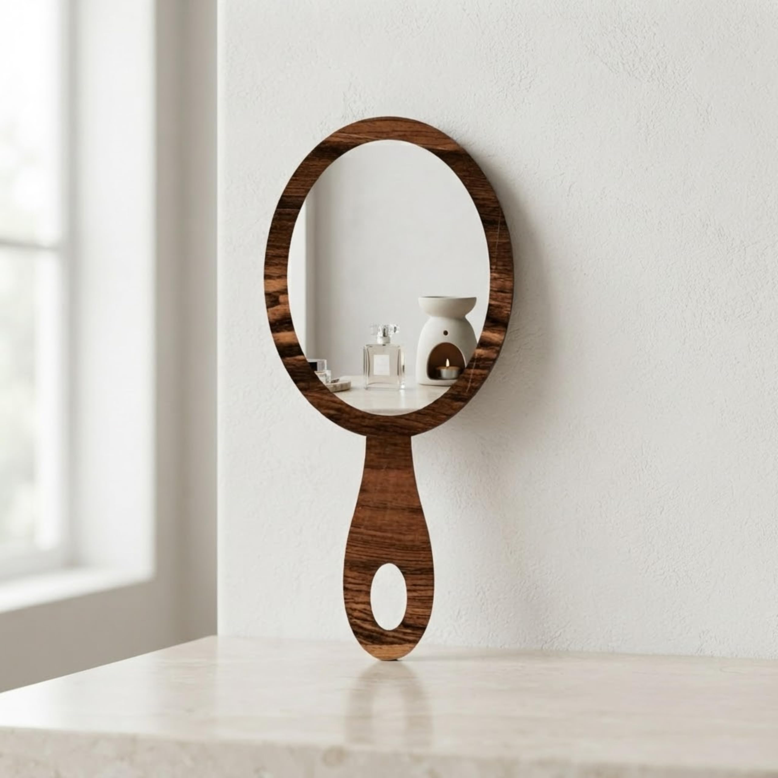 Creative Arts n Frames 9x19 cm Oval Hand Mirror with Handle for Cosmetic Shaving Make Up Bathroom Salon Barber Travel and Indoor Use (Rolex Dark Small 3.5 X 7.5 inch Handheld Pocket Mirror)-image-41