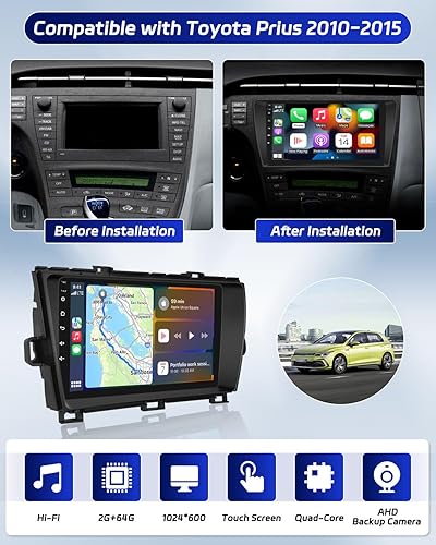 Miniatura 17 de [HiFi] Radio de coche para Toyota Prius 2010-2015, Android 13 9 pulgadas 5G WiFi pantalla táctil Radio compatible con Carplay/Android Auto