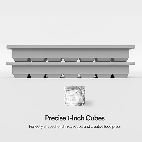 Miniatura 4 de Glacio Bandejas pequeñas de silicona para cubitos de hielo con tapas, sin BPA, moldes de hielo flexibles para cócteles y bebidas, juego de 2