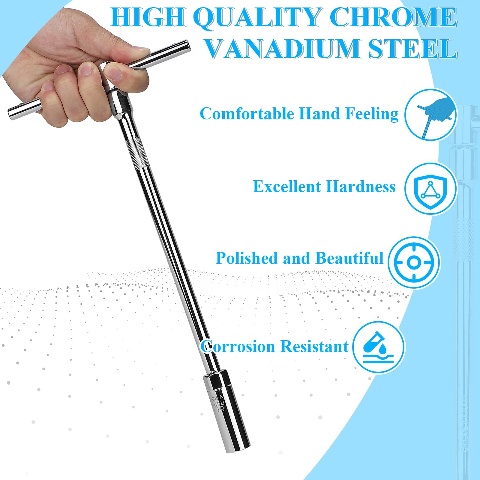 efuturetime Chiave Candela 14/16 mm Magnetica 3/8" a 12 Punti, Presa per Candela con Impugnatura a T Scorrevole Combinabile Flessibili per Auto