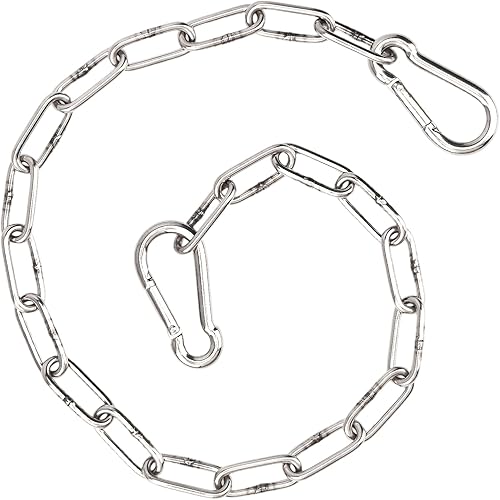 Gate Chain Lock for Outdoor Fence 20 Inch Stainless Steel Gate Chain Link Lock with Carabiners Gate Chain Latches for Garden, Yard, Pet Cages, Horse Dog Goat Cow Farm Use, Silver