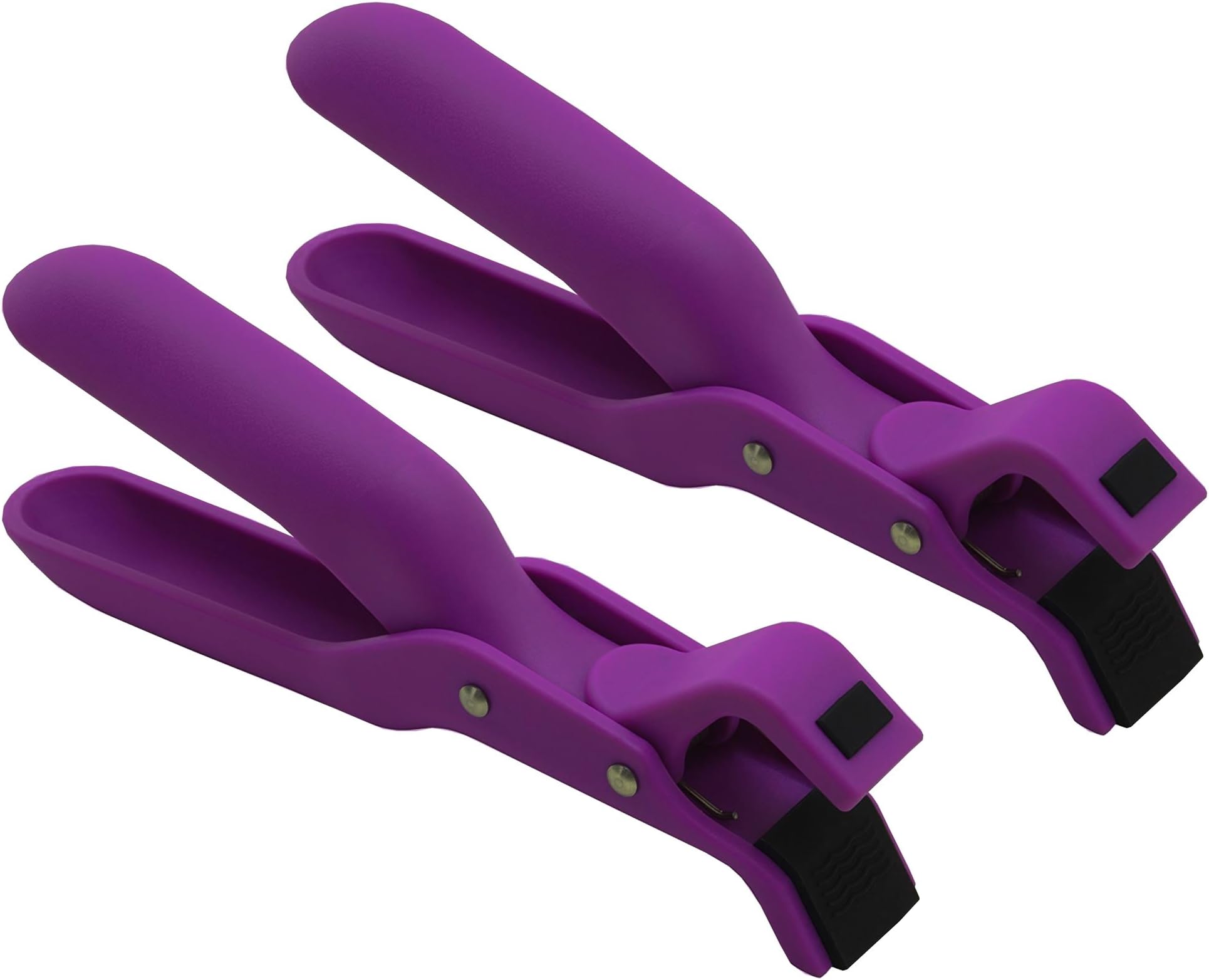 Kuhn Rikon Set of 2 Pan Cool Oven Grippers Hot Plate Holder Retriever Clamp Dish Microwave Tongs Bowl Clip Tool Pot Baking Tray Professional Catering Anti Burn Gripper Purple Kitchen Cooking TWO PACK