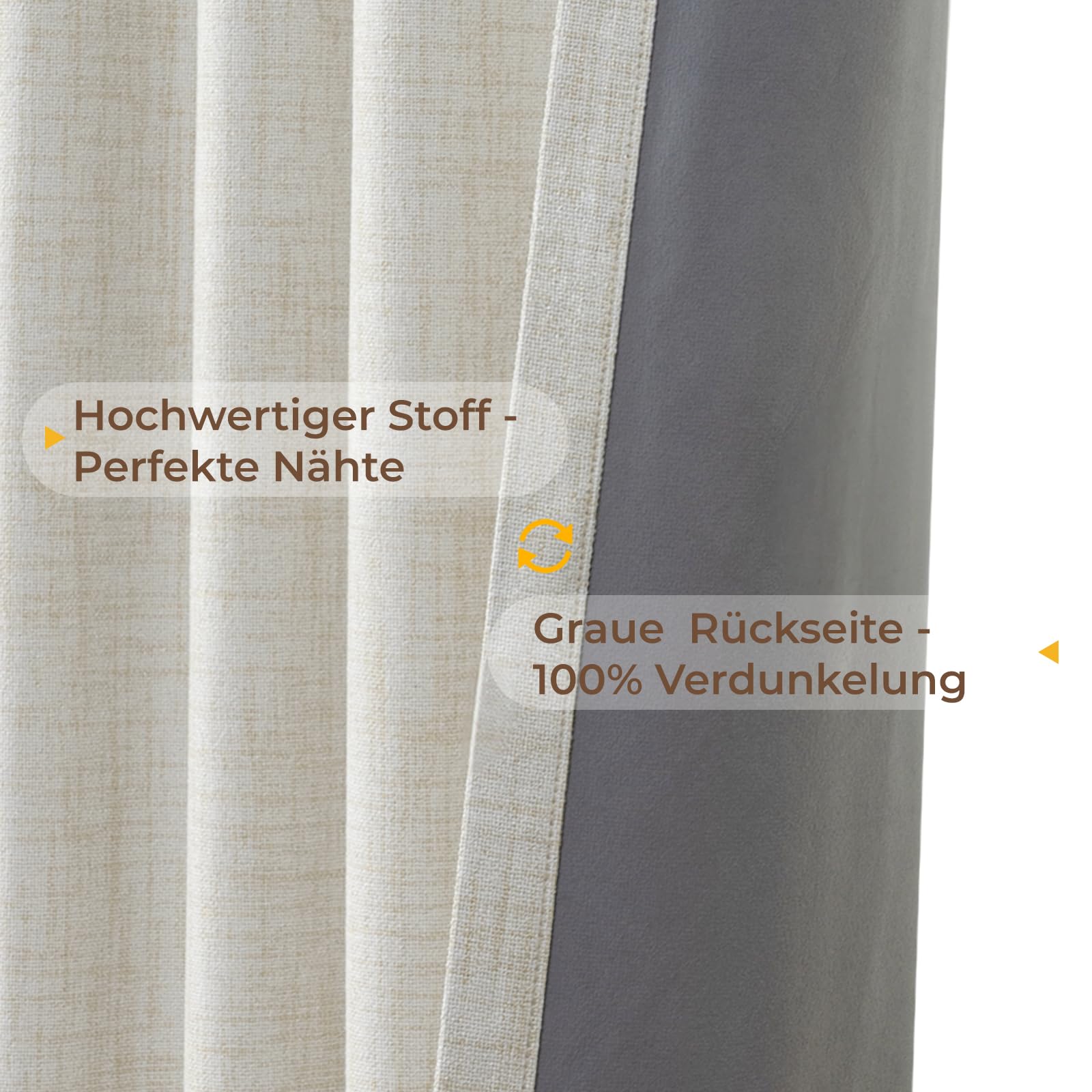 INOVADAY 100% Verdunkelungsvorhänge 2 Stück 245 cm Lang,Vorhang Blickdicht Thermovorhang Kälteschutz Vorhang Hellbeige,Gardinen Schlafzimmer Wohnzimmer,H 245 x B 140 cm