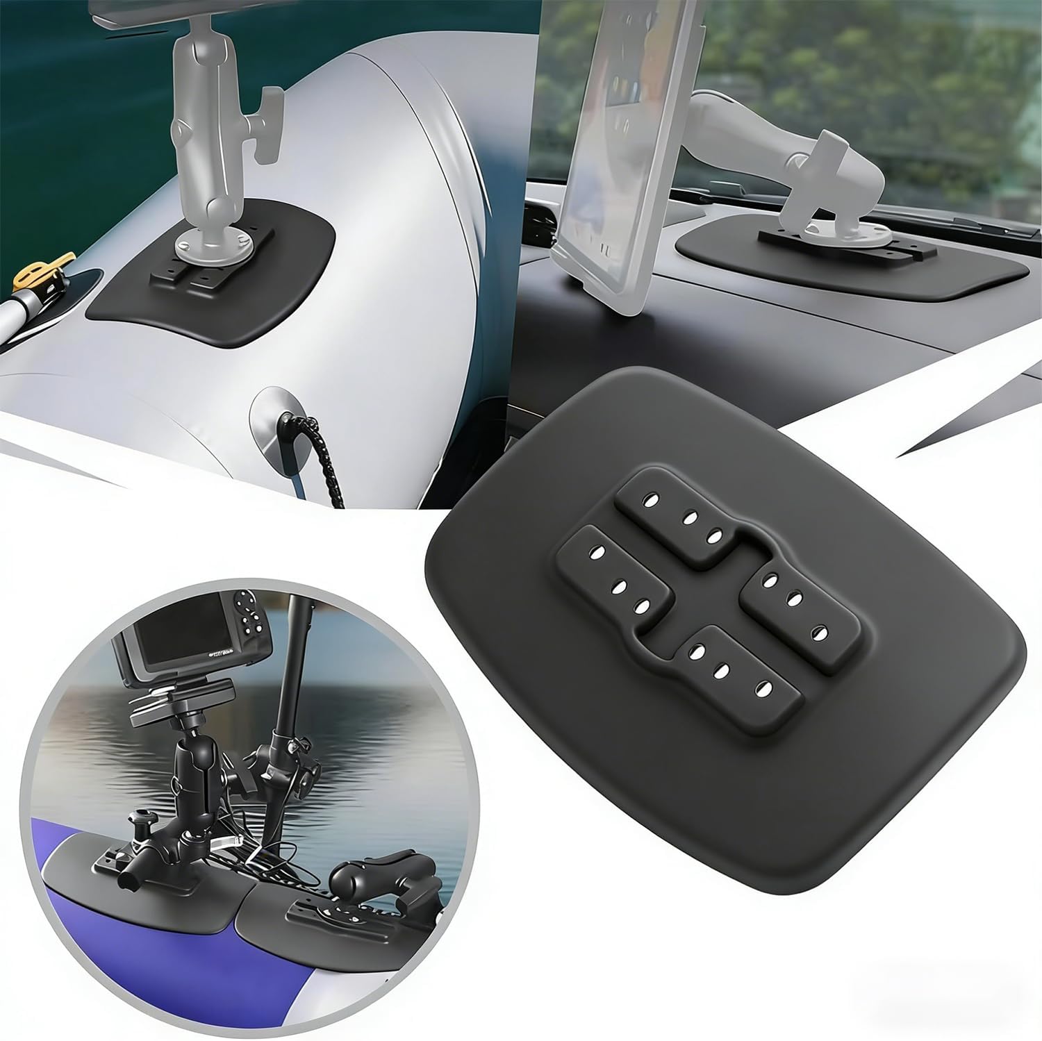 Strg Glue-On Pad for Inflatable Boat Compatible with RAM B 1" and C 1.5" Size Ball Mounts, Kayak Inflatable Boats Fixed Base Holder Pad for Fish Finder Mount Phone Mount Fishing Tool Accessories