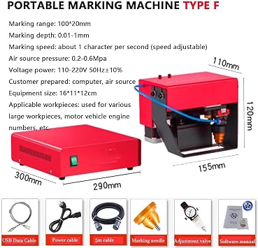 Portable Metal Pneumatic Dot Peen Marking Machine for VIN Code Frame Chassis Number,TypeF