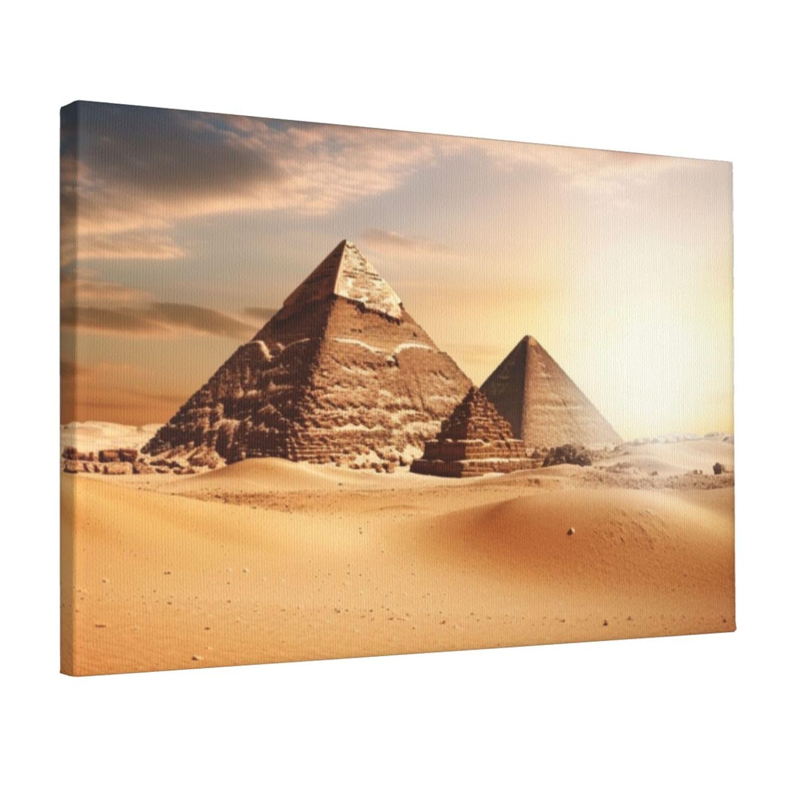 KLOPH Egyptian Pyramid in Desert Canvas Wall Art for Living Room 12"x18" Modern Artwork Painting for Bathroom Hanging Canvas Prints Aesthetic Wallart for Bedroom Kitchen Office Wall Decor