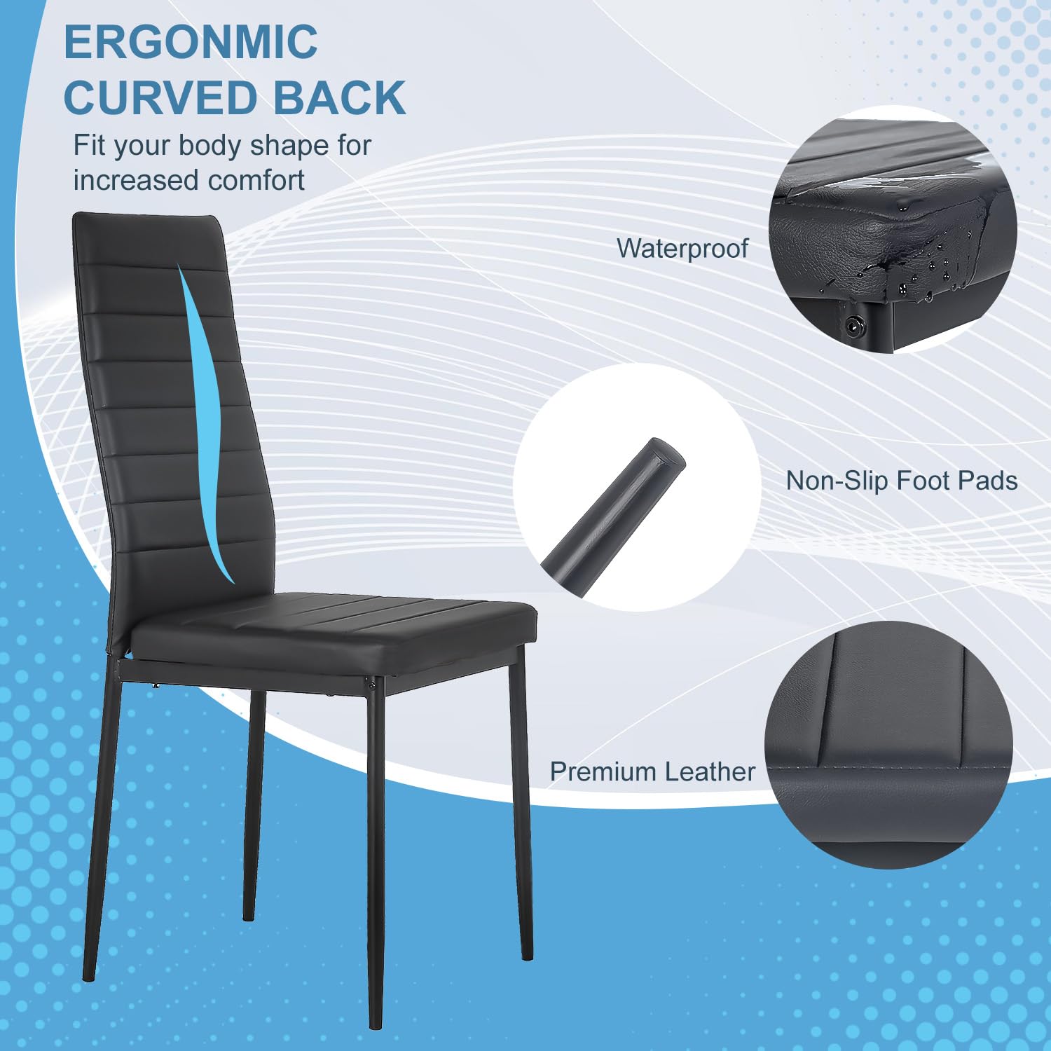 PayLessHere Dining Table and Chairs Set, Modern Rectangular Marble Table top with 4 Chairs PU Leather for Dining Room and Kitchen, White Marble