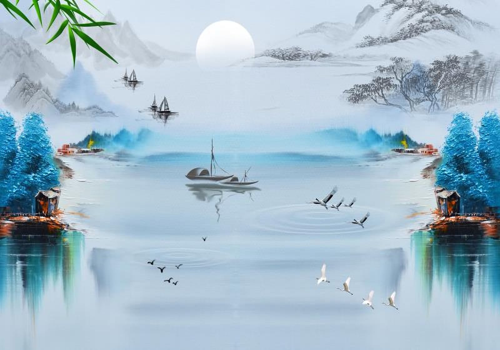 Tapisserie murale 3D paysage océanique abstrait pour créer un cocon de douceur dans la chambre