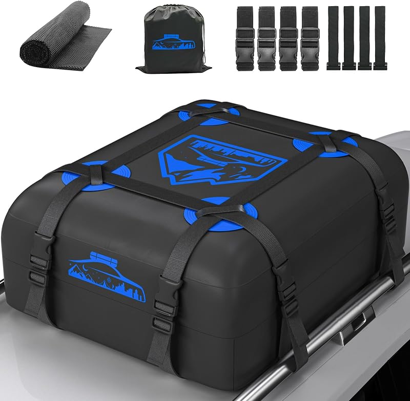 Rymopuey 425L összecsukható tetőbox kék vízálló autó tetőtáska 6 szíjjal - 15 cubic blue