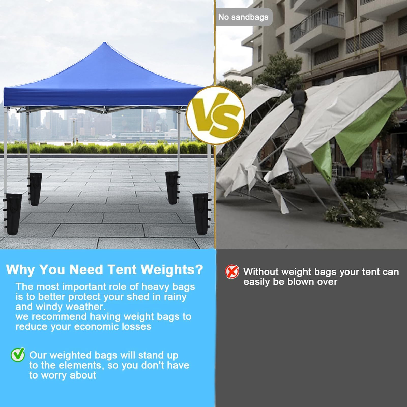 Set 4 Pezzi Sacchi Di Sabbia Per Gazebo 4 Pezzi - Pesi Impermeabili