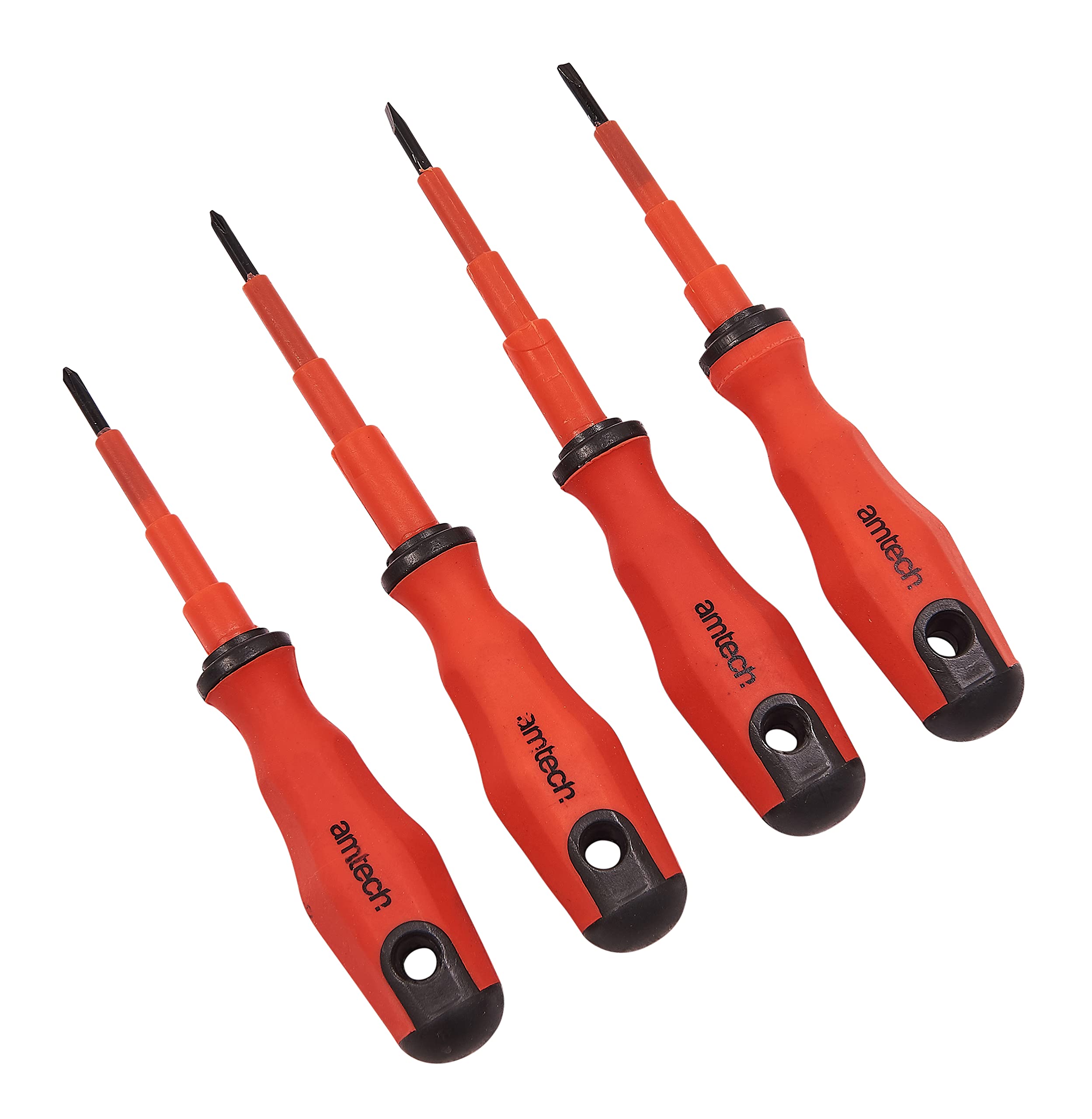 Amtech - 4pc Screwdriver Set, Compact Slotted & Phillips Drivers, Moulded Soft-Grip Handles, for Household Repairs, Assembly & General DIY Tasks