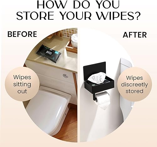 Miniatura 43 de Day Moon™ Soporte de papel higiénico cromado con repisa y caja dispensadora de toallitas desechables, con almacenamiento, montaje en pared Cromo