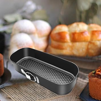 Oval Springform Cake Baking Pans: Non-Stick Cheesecake Pan with Removable Bottom, Quick Release Latch Bakeware Leakproof Bread Loaf Pan, Springform Loaf Pan 12.2 x 4.33 x 2.7