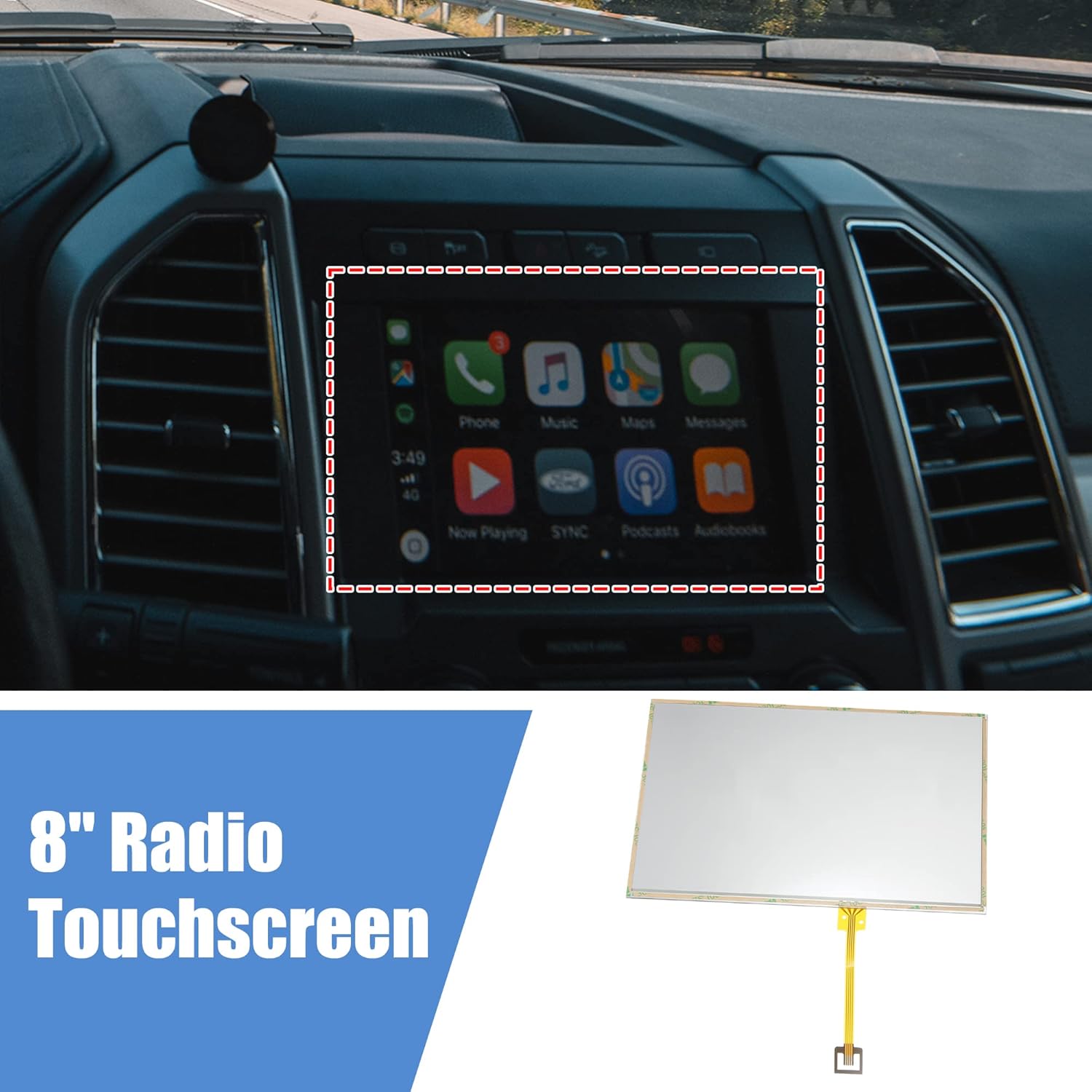 X AUTOHAUX 8" Sync 2 Radio Information Touch Screen Display for Ford F150 F250 F350 Edge Focus Escape Fusion Explorer for Lincoln MKX MKS MKZ MKC Radio Touchscreen DC3T-18B955-FA