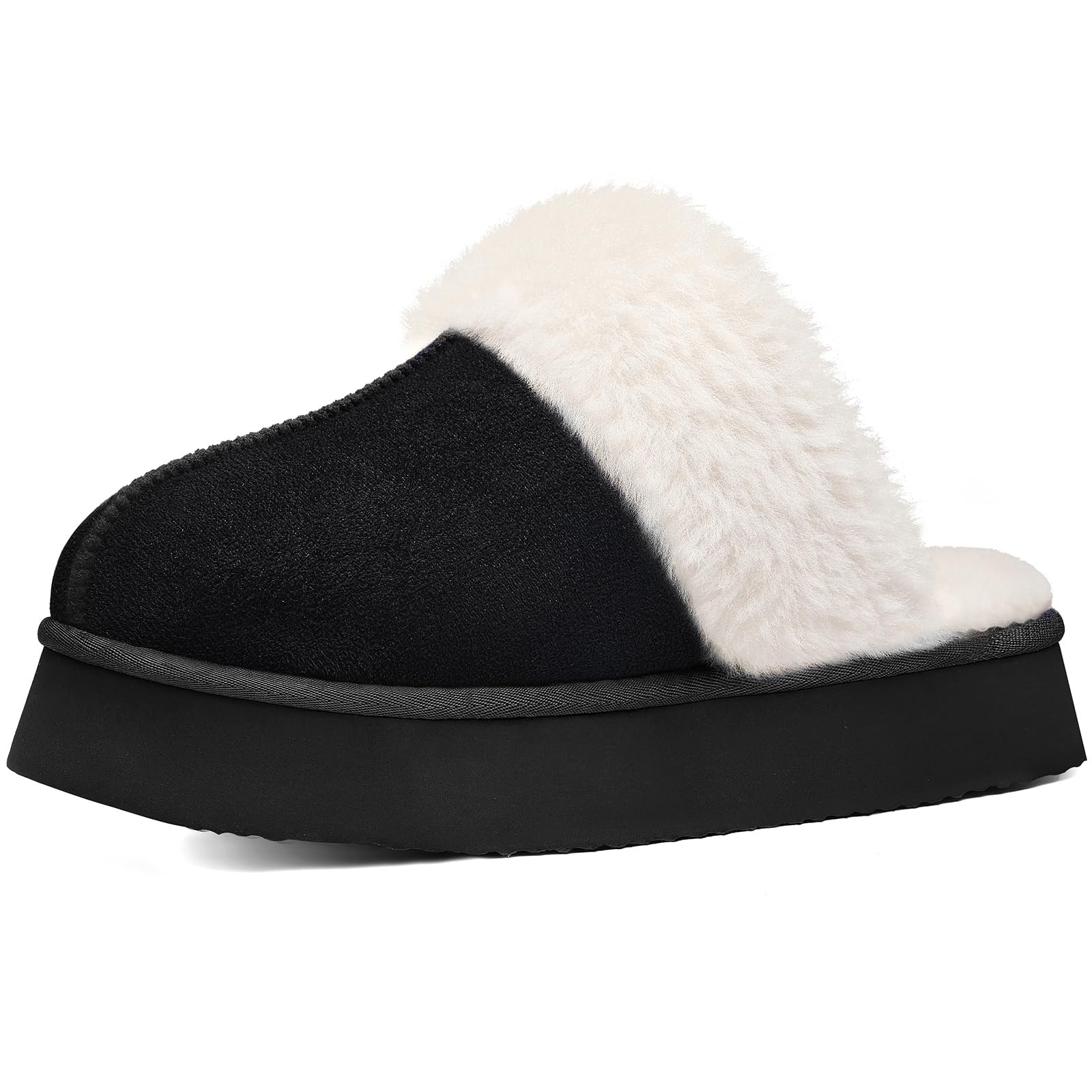 Litfun Fuzzy Memory Foam Slippers for Women Indoor Outdoor House Shoes