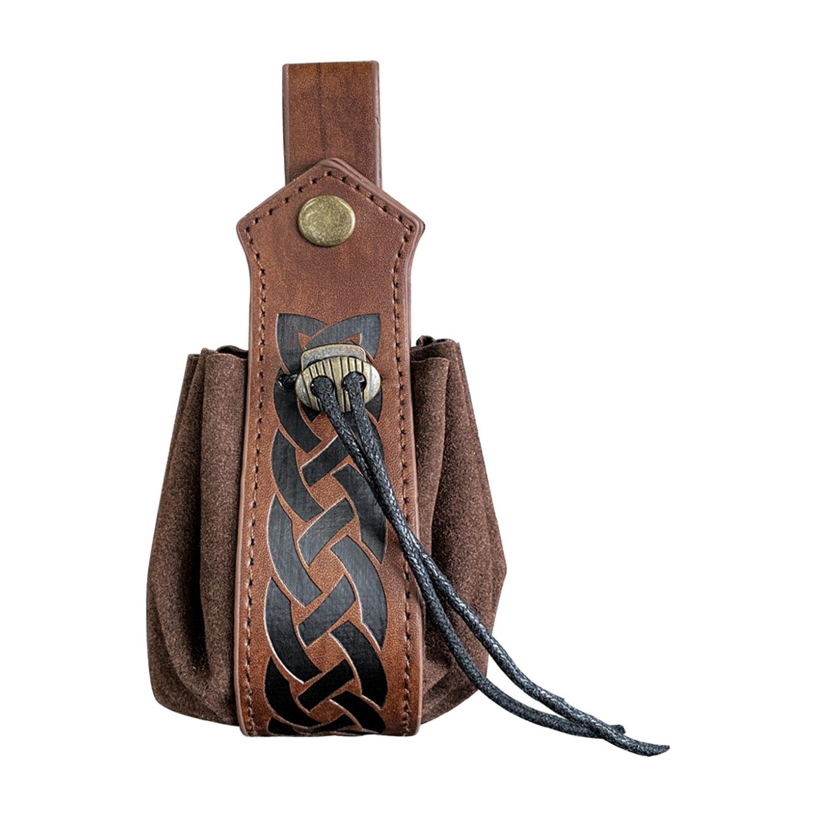 Coin Pouch Purse Drawstring Belt Pouch Steampunk Waterproof for Gift Present Brown-image-46