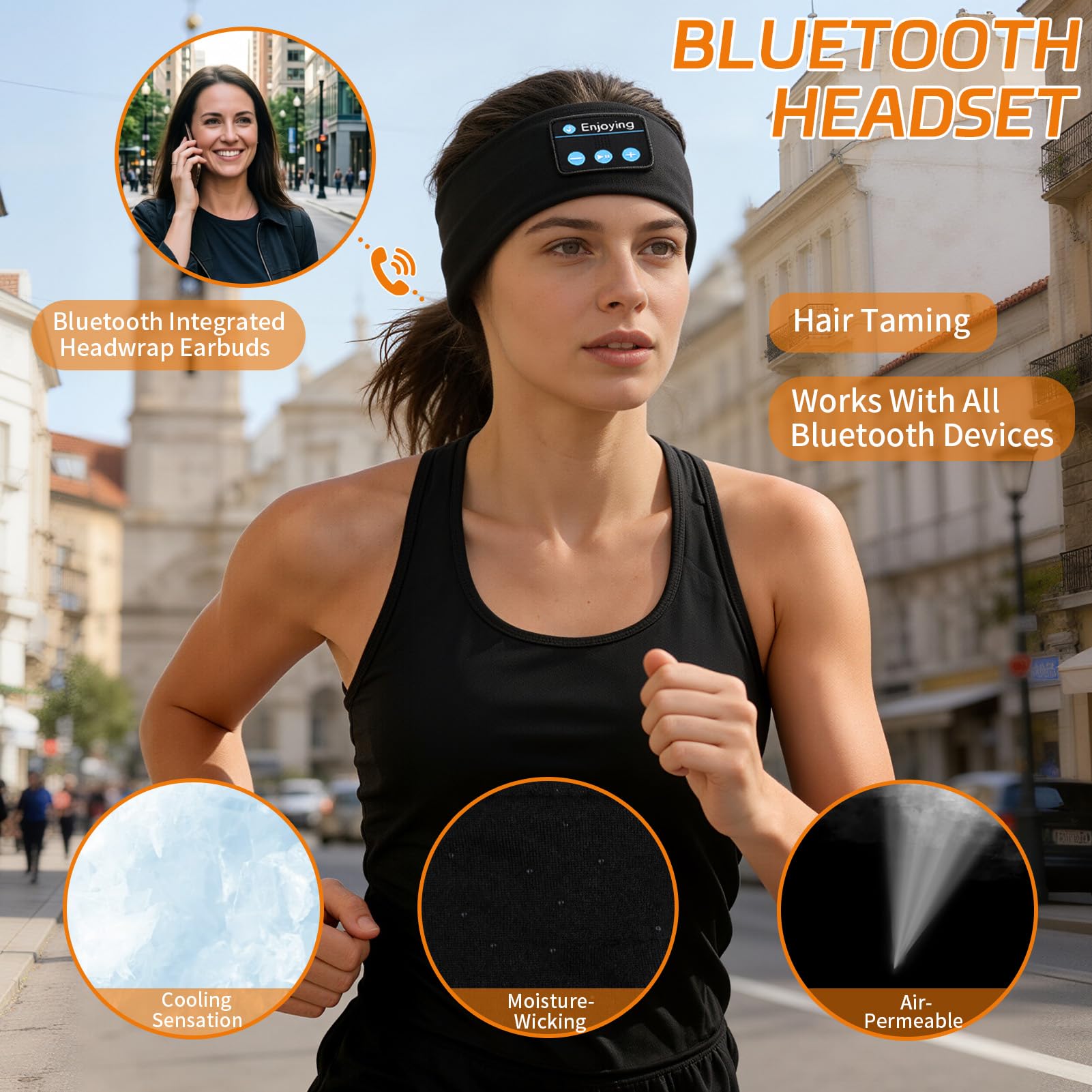 Schlafkopfhörer Bluetooth Stirnband Kabellose Schlaf Kopfhörer Schlafmaske für Seitenschläfer HD Stereo Lautsprecher Weich & Waschbar 10+h Laufzeit Geräuschdämpfung für Schlaf Yoga Sport für Männer/Fr
