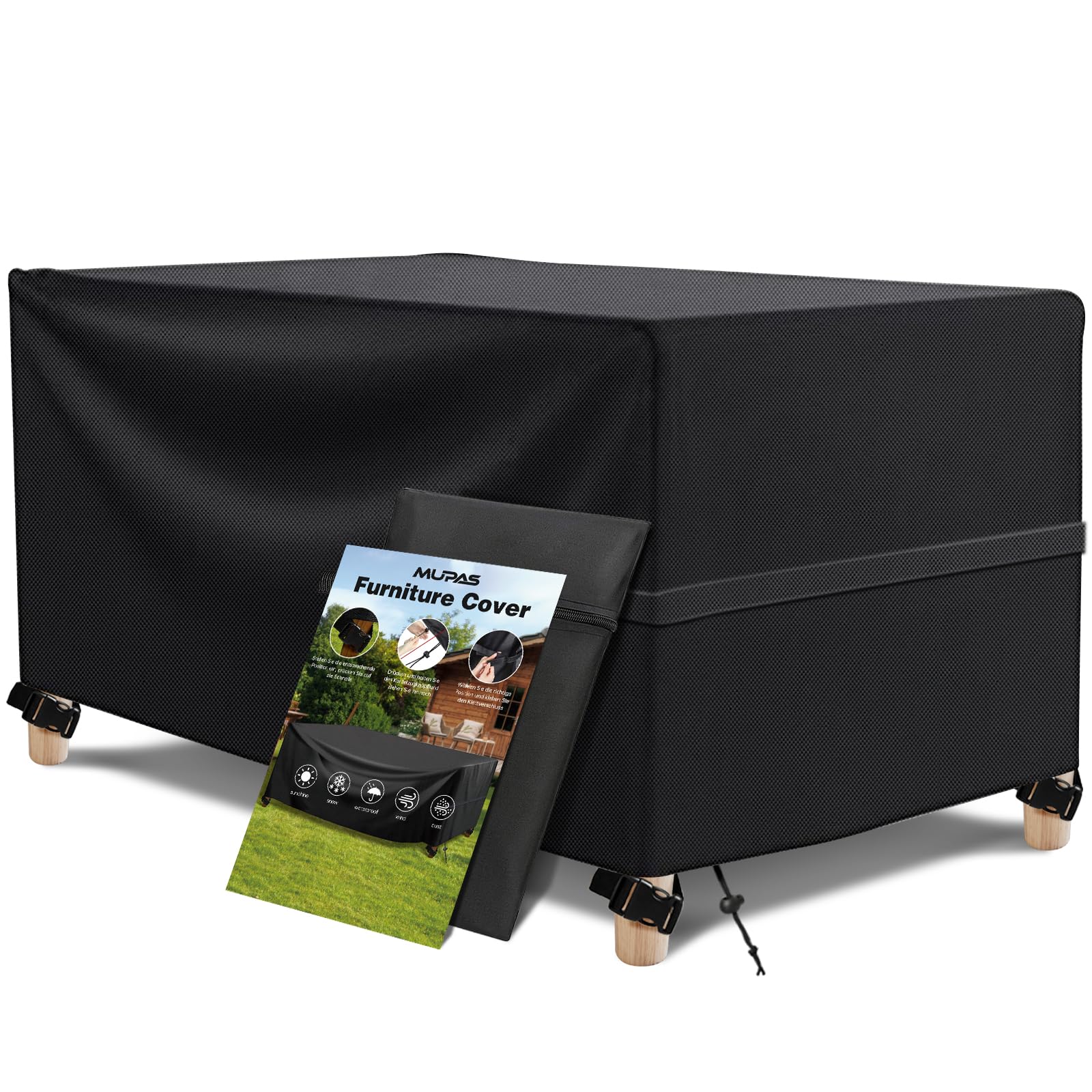 MUPAS Abdeckung Gartenmöbel Wasserdicht Winddicht Schwerlast 420D Oxford Gewebe Verbessertes Abdeckplane Gartenmöbel für Outdoor-Sofa Gartentische, Stühle und Möbelsets 210 x120 x74cm