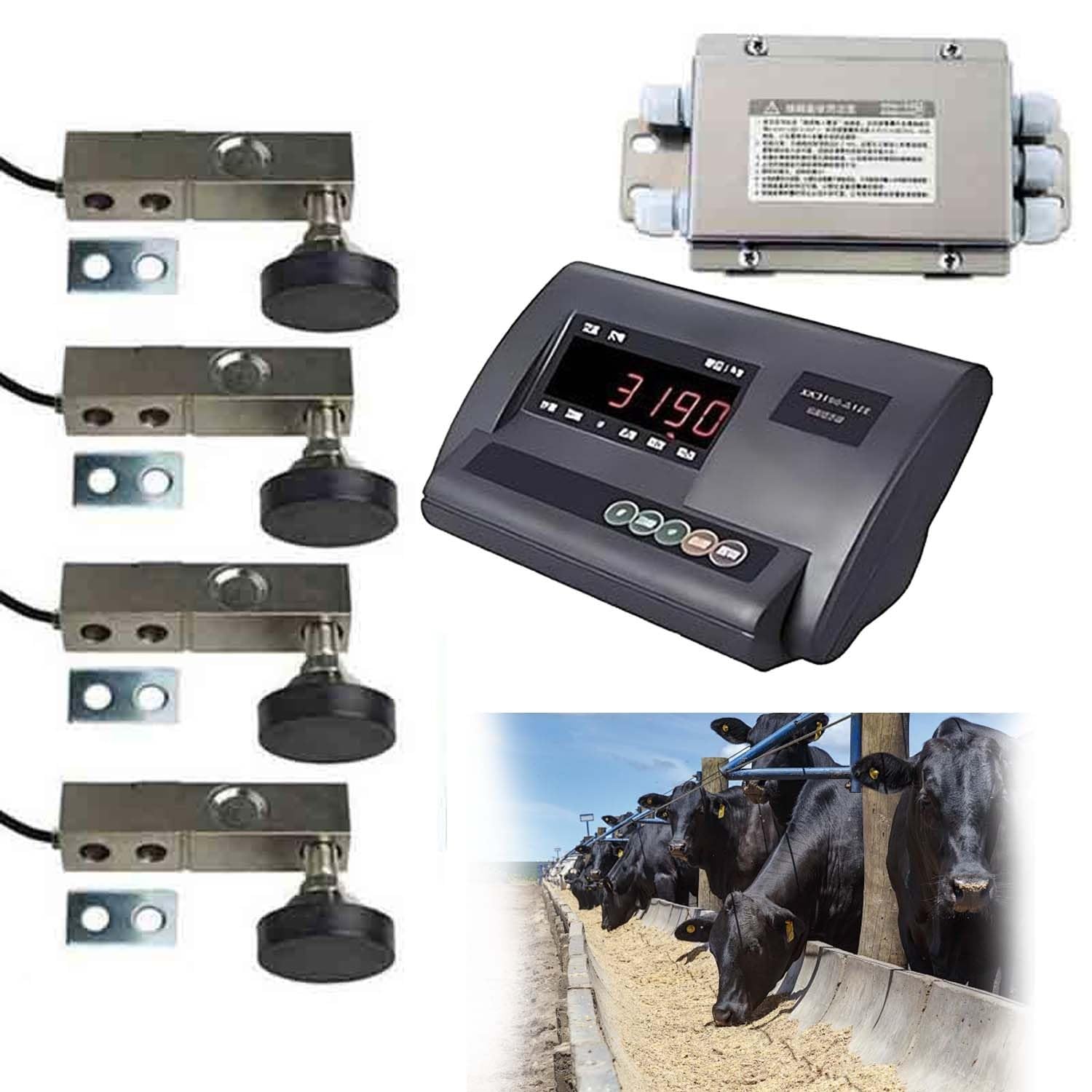 Viehwaage, Rinderwaage, Schweinewaage, 5000 kg/11023 lbs maximale Tragkraft, Hochpräzises Viehwaagen-Set, Bodenwaage, mit hellem LED-Display, Tierwaagen-Set für Tiere/Kühe/Schweine