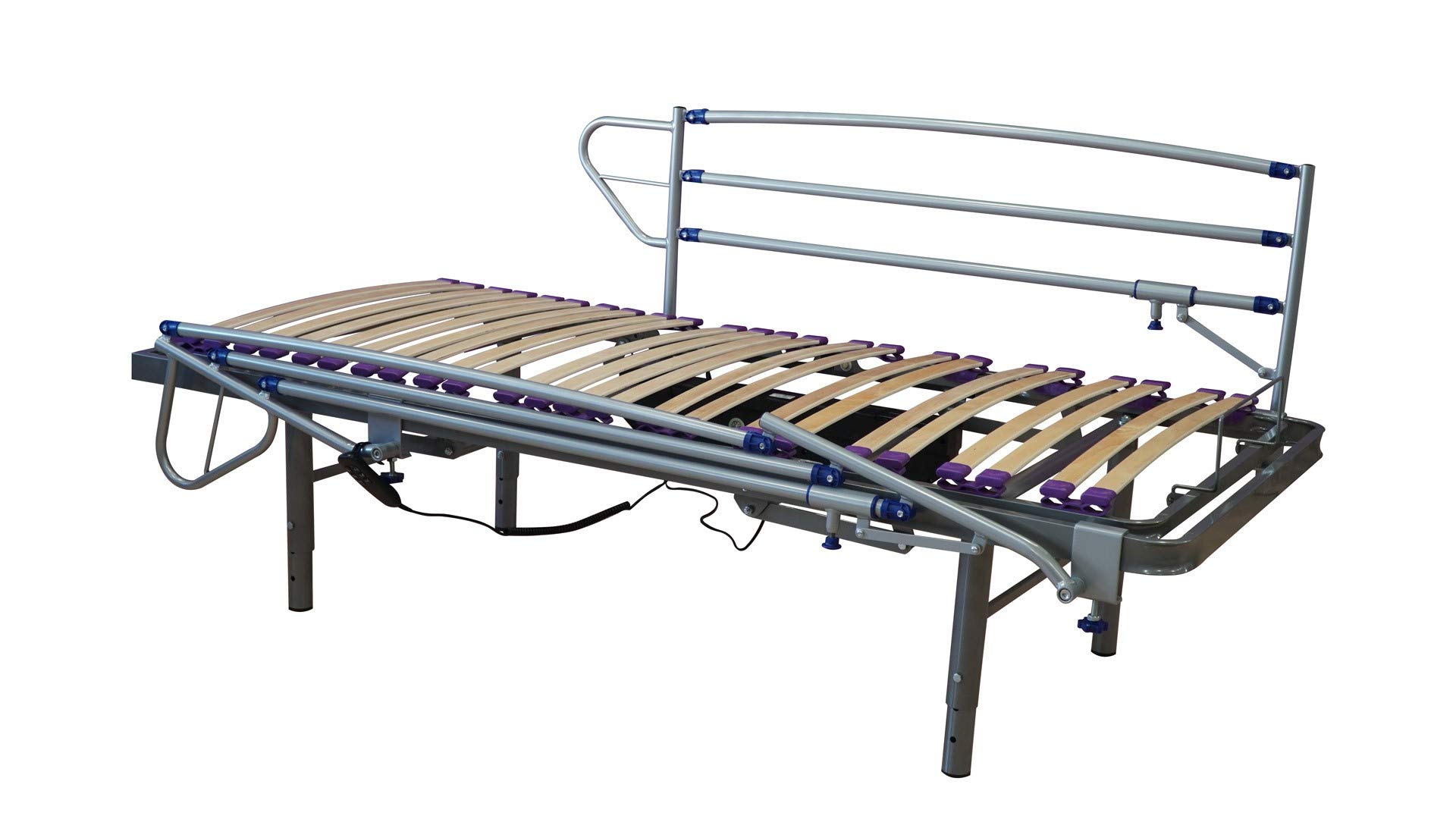 ekamia - Cama Articulada Geriátrica de Hospital Eléctrica con Patas Regulables y Barandillas - 105cm x 190cm