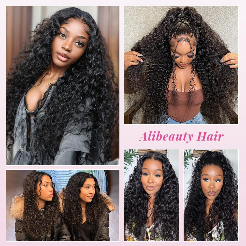 13x4 HD Transparent Lace Front Wigs Human Hair Pre Plucked Hairline with Baby Hair 200 Density Brazilian Water Wave Wigs for Black Women(20 Inch)