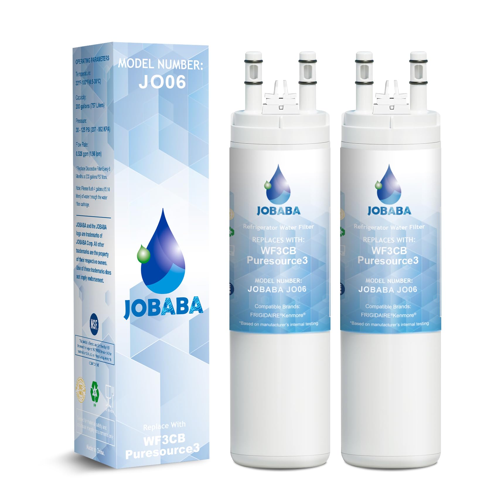 WF3CB Water Filter Replacement - Compatible with Frigidaire WF3CB PureSource 3 706465 242086201 242069601 PS3412266 AP4567491 Water Filter